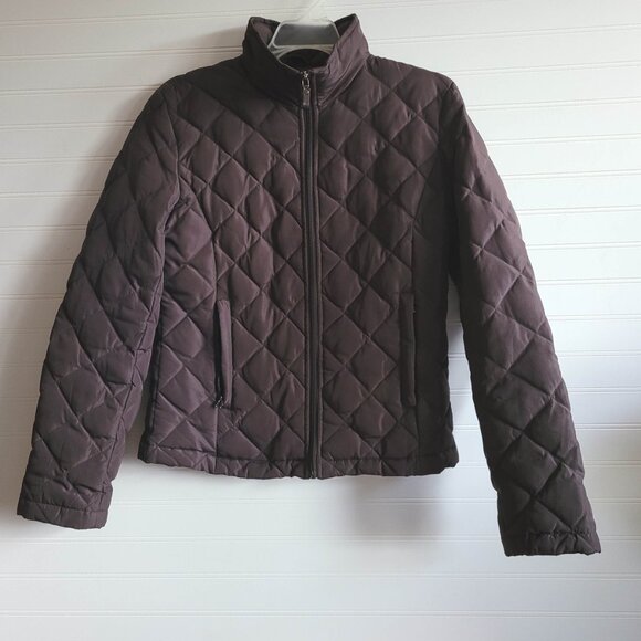 Kenneth Cole Reaction Quilted Jacket Small Brown Feather Down Puffer Lightweight - Picture 4 of 10